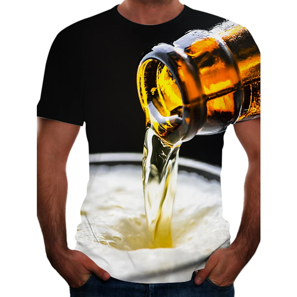 Men's Tee 3D Beer Print Graphic 3D TEE