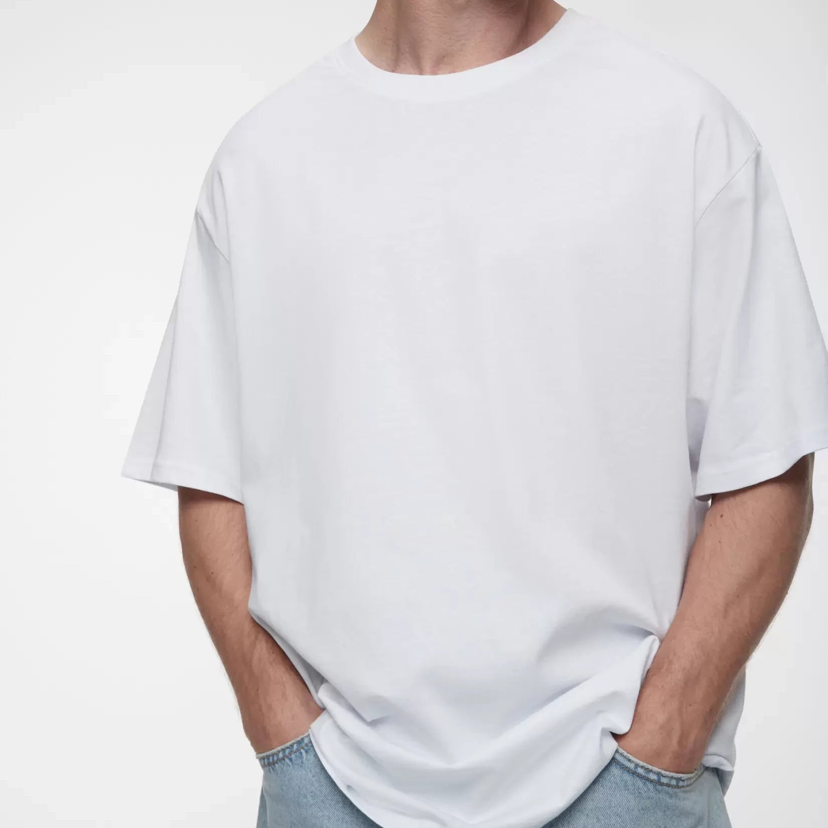 MEN ROUND NECK DROP SHOULDER TEE BLANK TEE