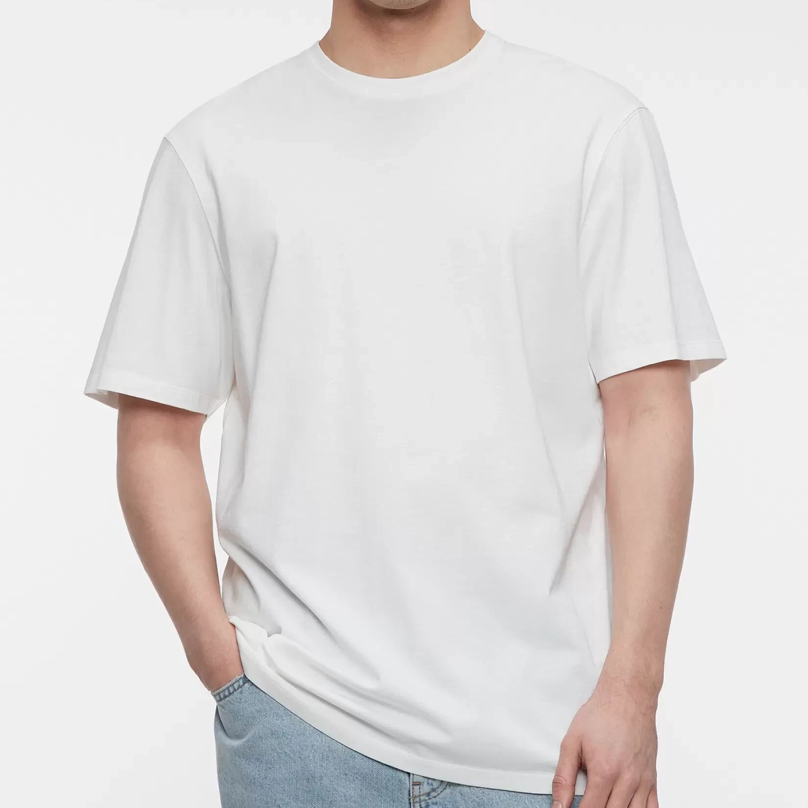 MEN BLANK ROUND NECK WHITE SOLID TEE