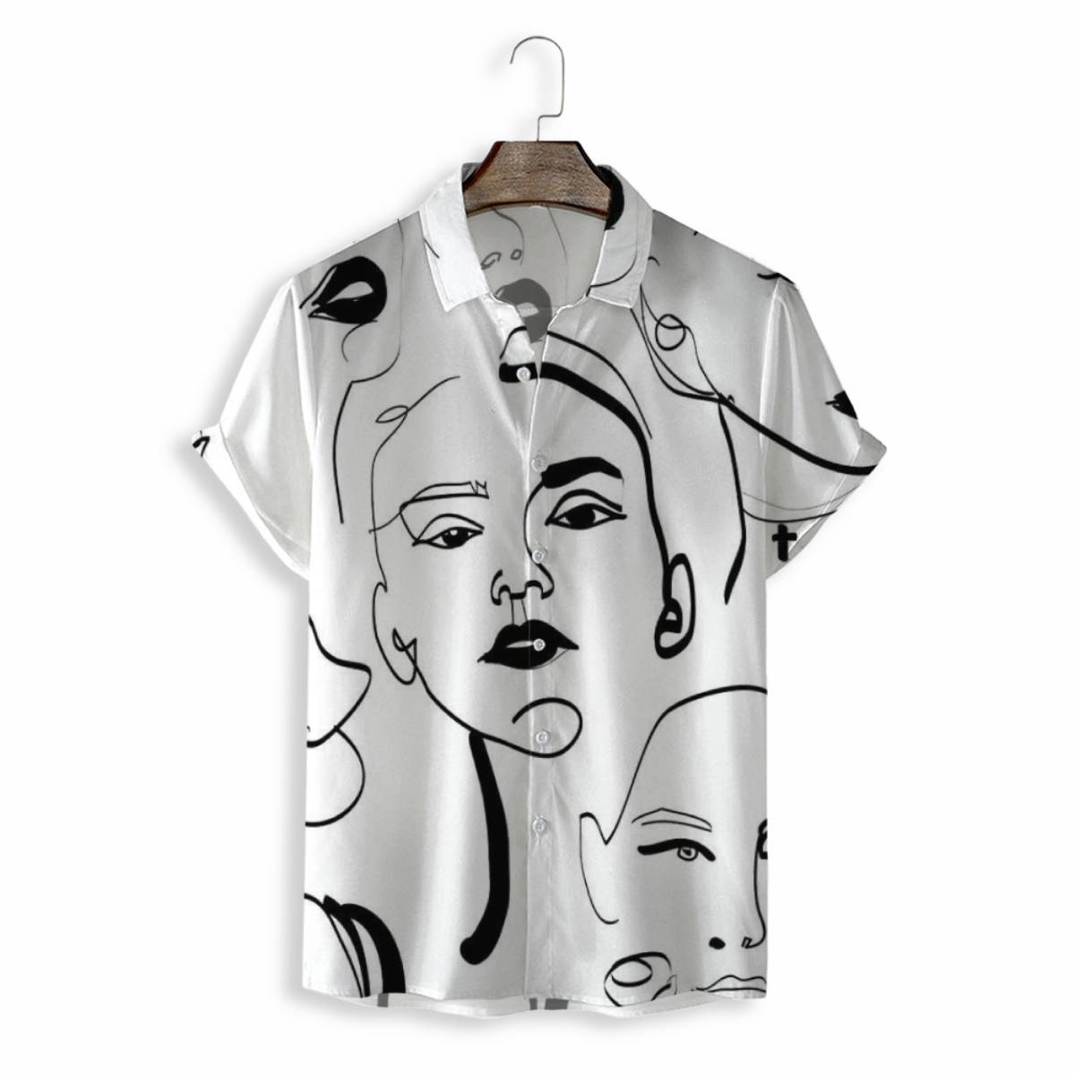 Men Shirts Casual Short Sleeve with Print