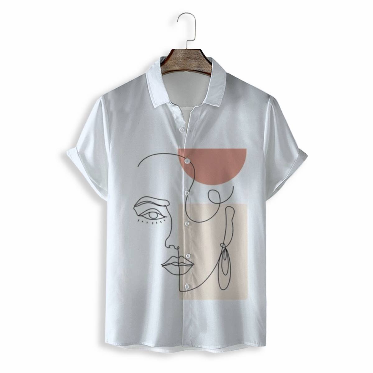 Men Shirts Casual Short Sleeve with Print