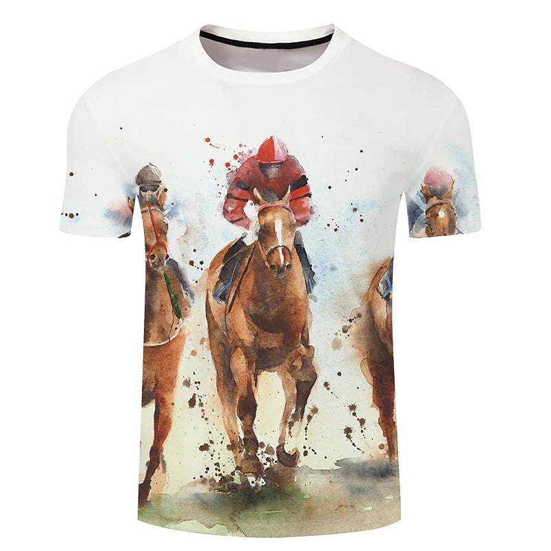 MEN'S TEE 3D HORSE PRINT GRAPHIC 3D TEE