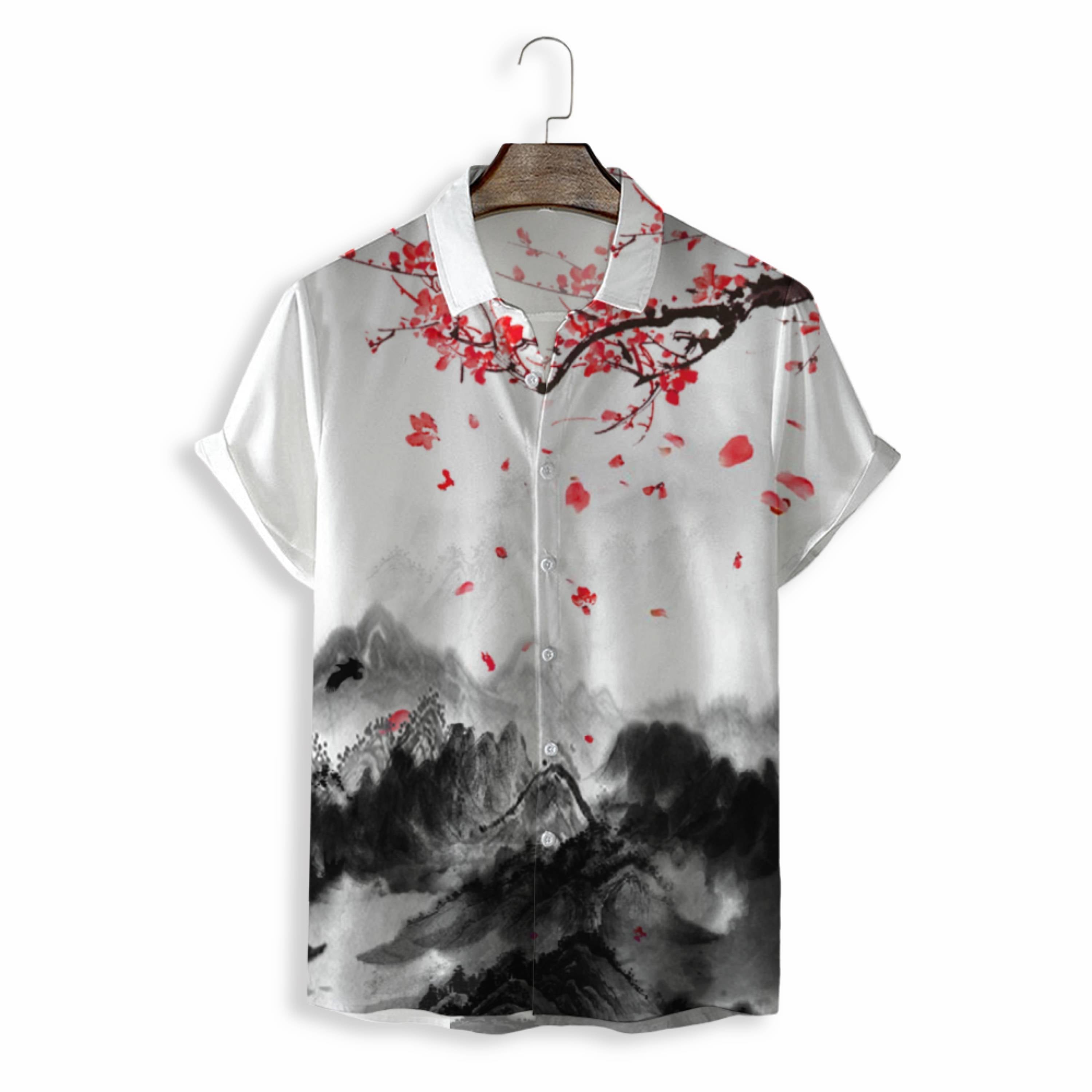 MEN SHIRTS CASUAL SHORT SLEEVE WITH PRINT