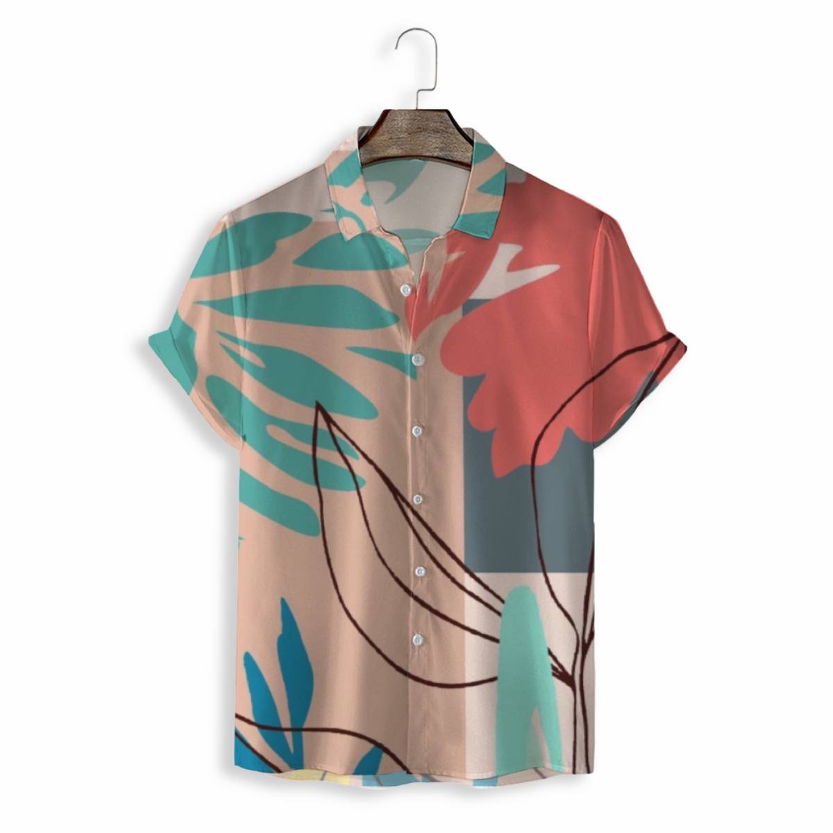 MEN SHIRTS CASUAL SHORT SLEEVE WITH PRINT