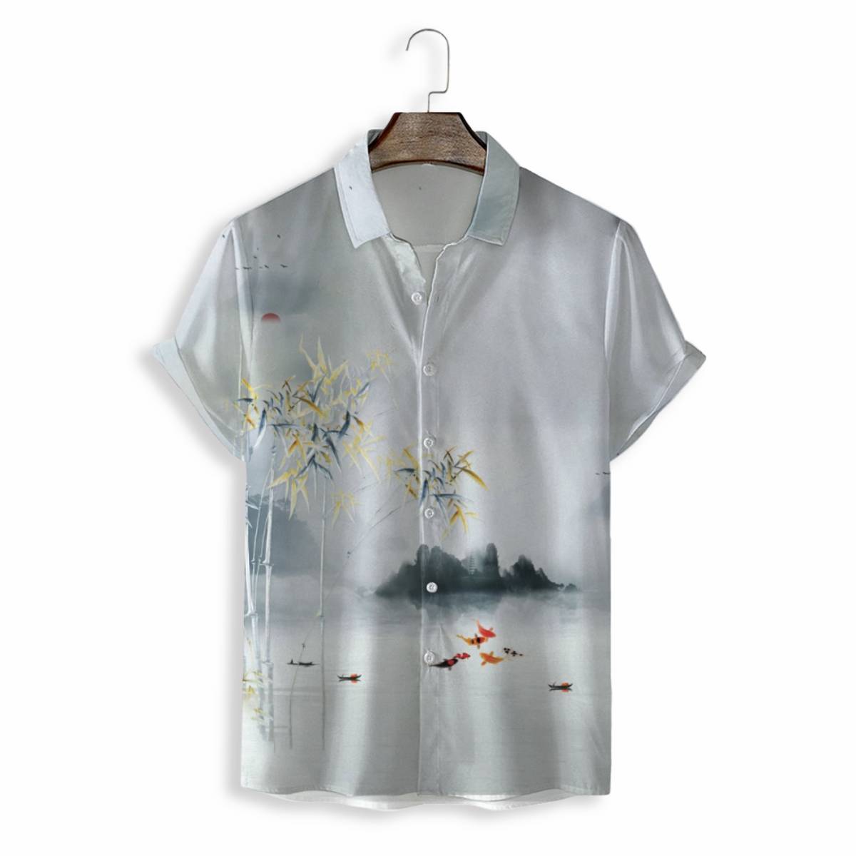 MEN SHIRTS CASUAL SHORT SLEEVE WITH PRINT