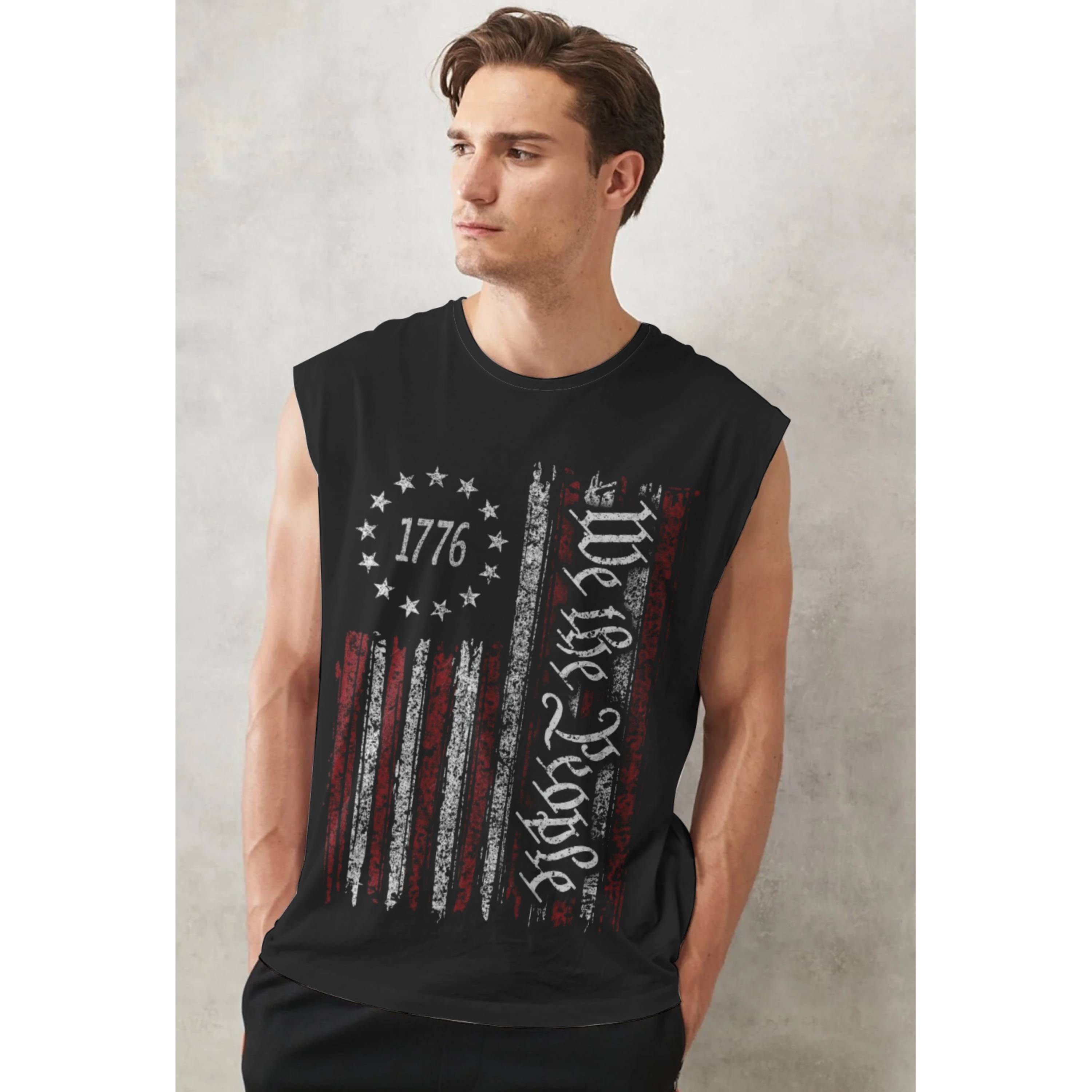 MEN'S TANK TOP AMERICAN FLAG PRINT GRAPHIC TANK TOP