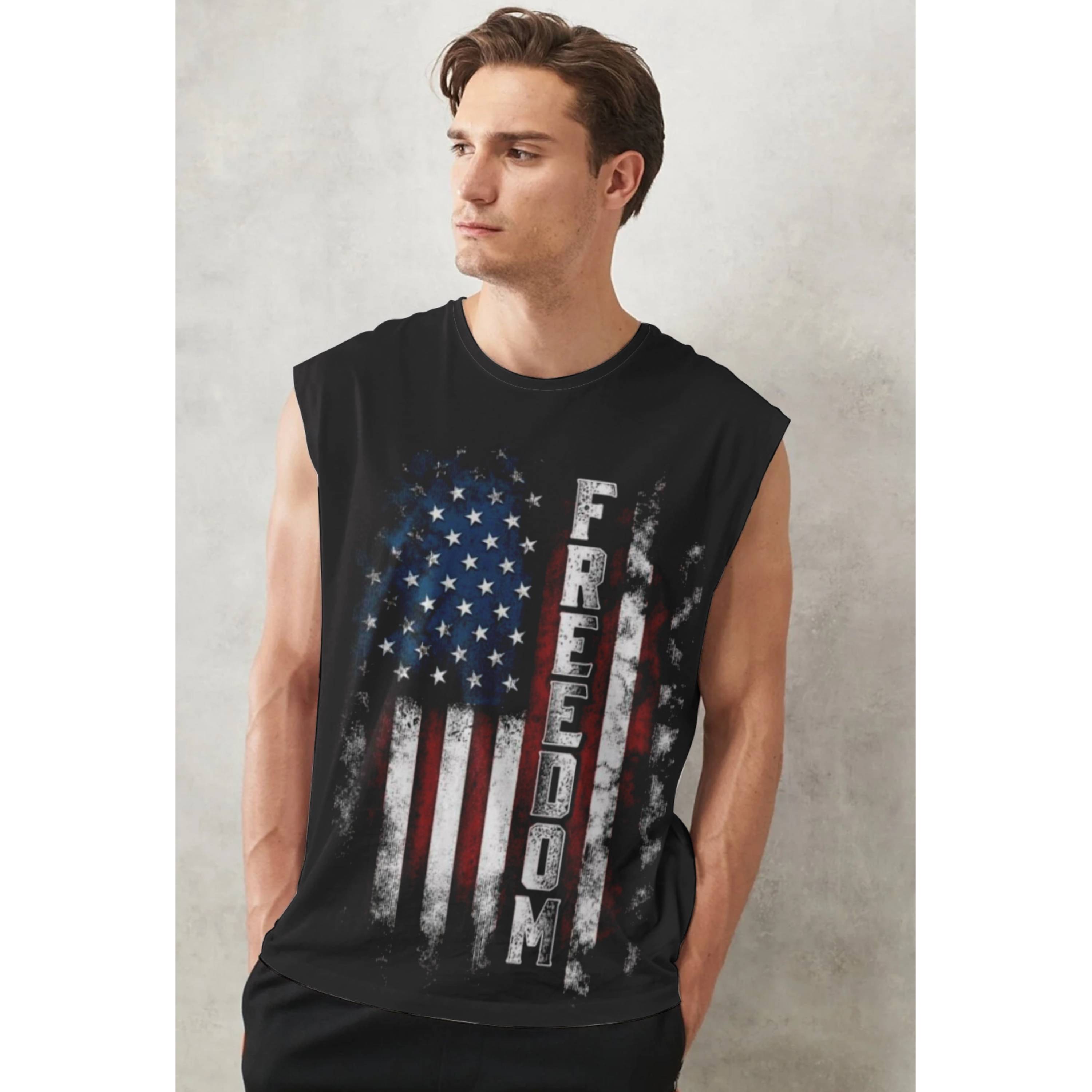 MEN'S TANK TOP AMERICAN FLAG PRINT GRAPHIC TANK TOP