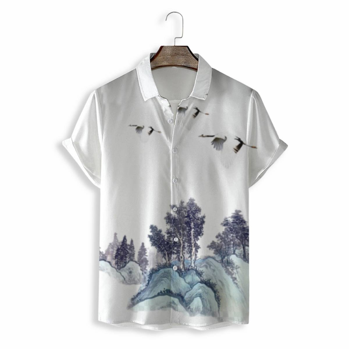 MEN SHIRTS CASUAL SHORT SLEEVE WITH PRINT