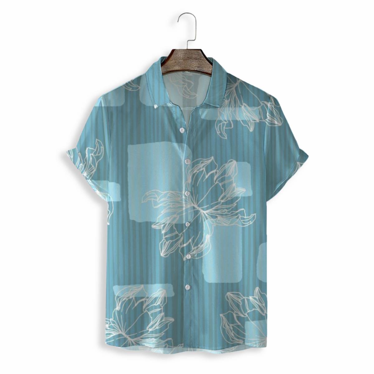 MEN SHIRTS CASUAL SHORT SLEEVE WITH PRINT