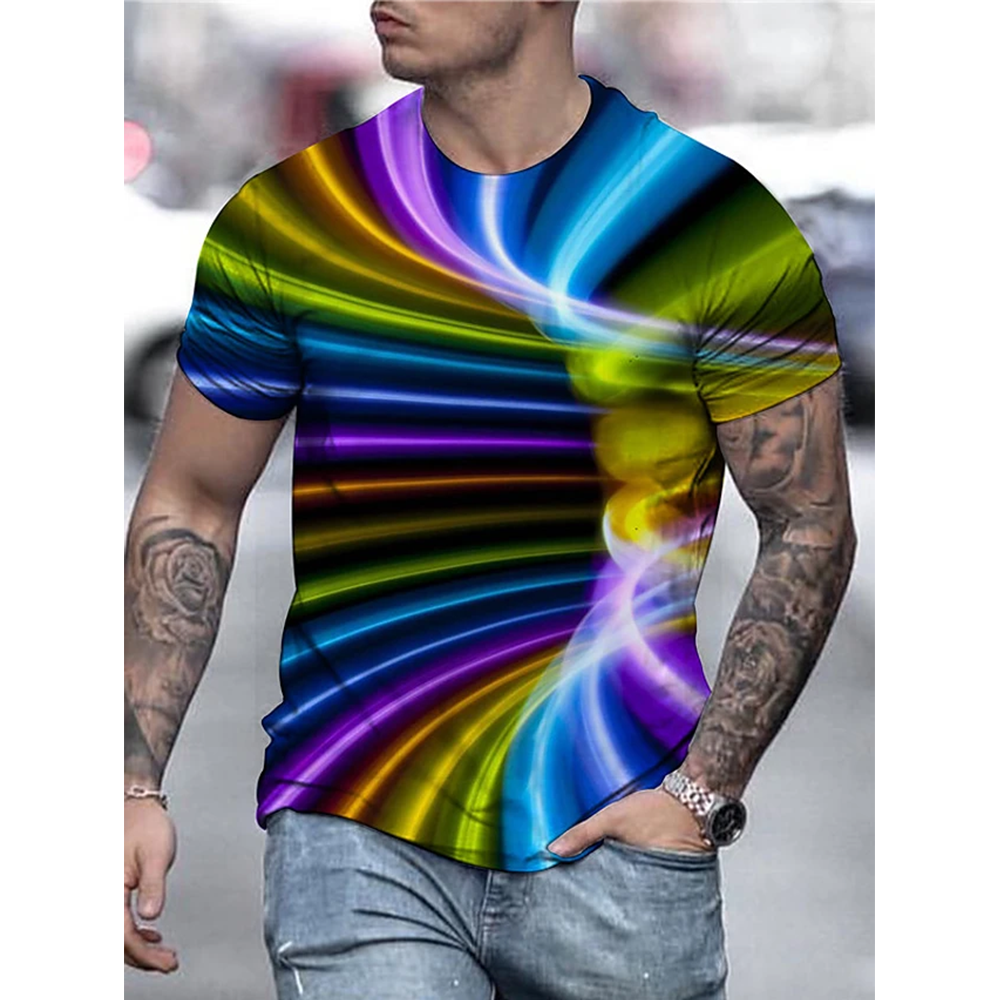 Men's Tee 3D Optical Illusion Print Graphic 3D TEE