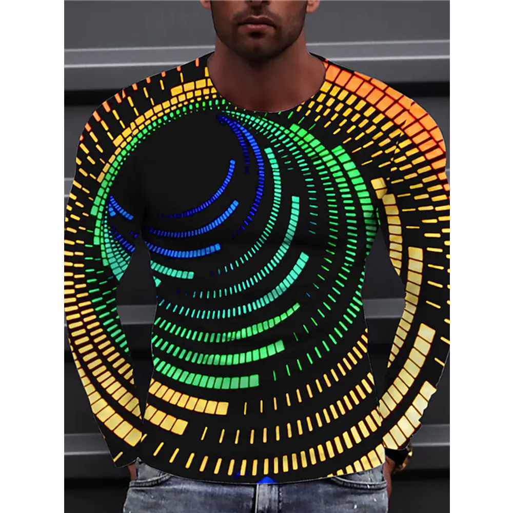 Men's Tee 3D Circular Channel Print Graphic 3D TEE