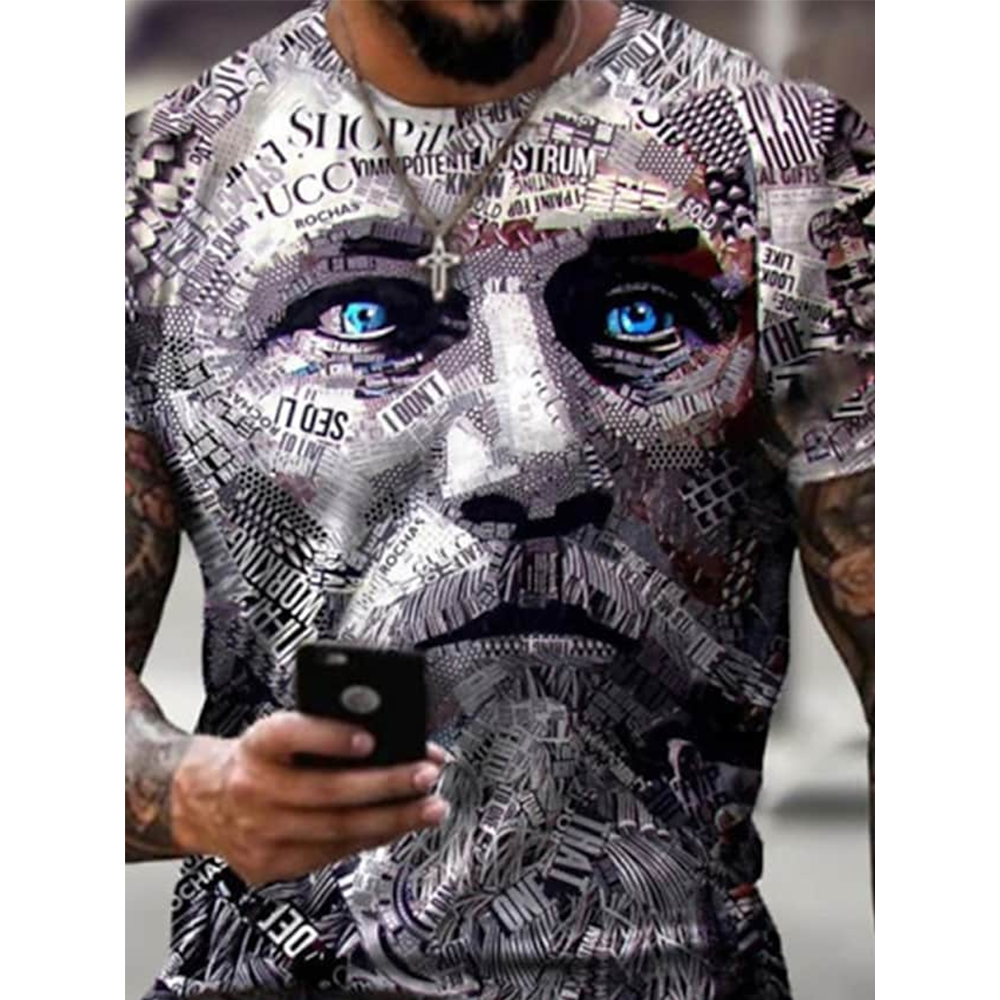 Men's Tee 3D Face Print Graphic 3D TEE