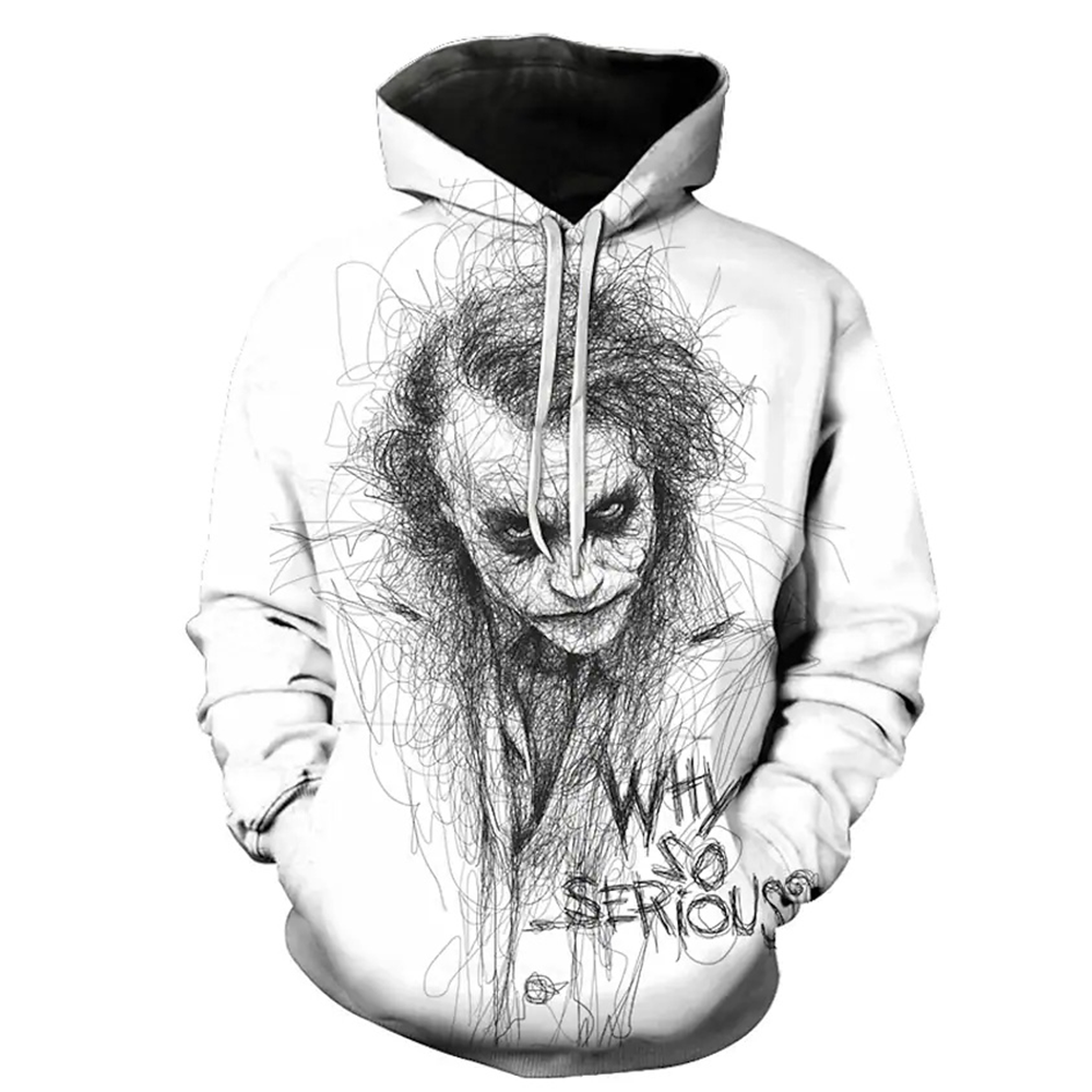 3D Print Hoodie with Clown line Print