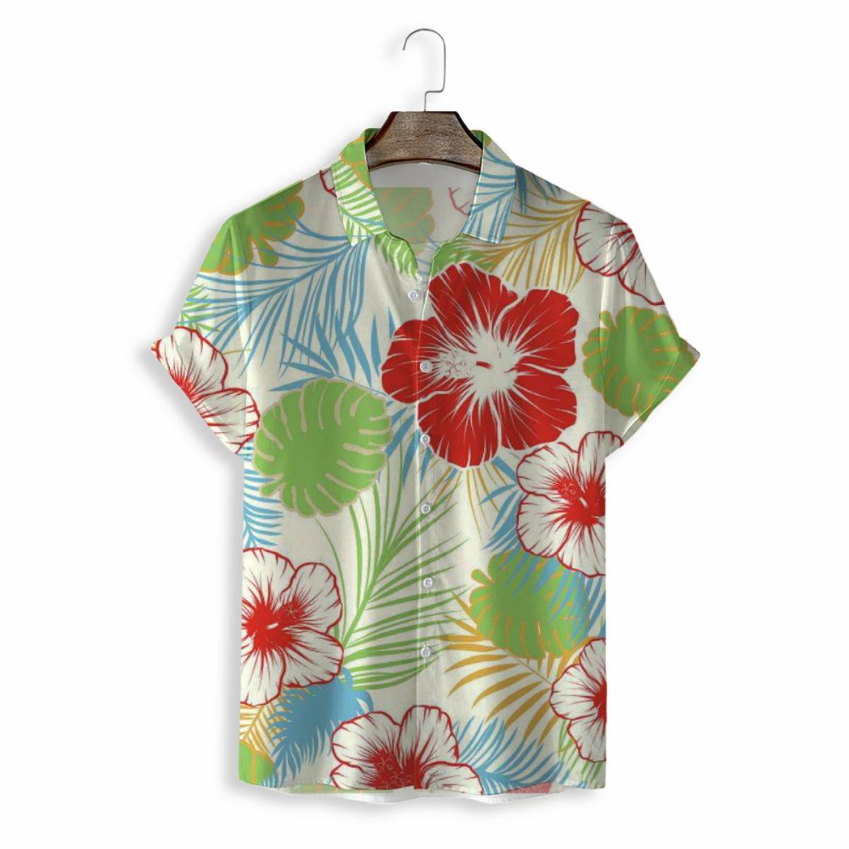 Men Shirts Casual Short Sleeve with Print