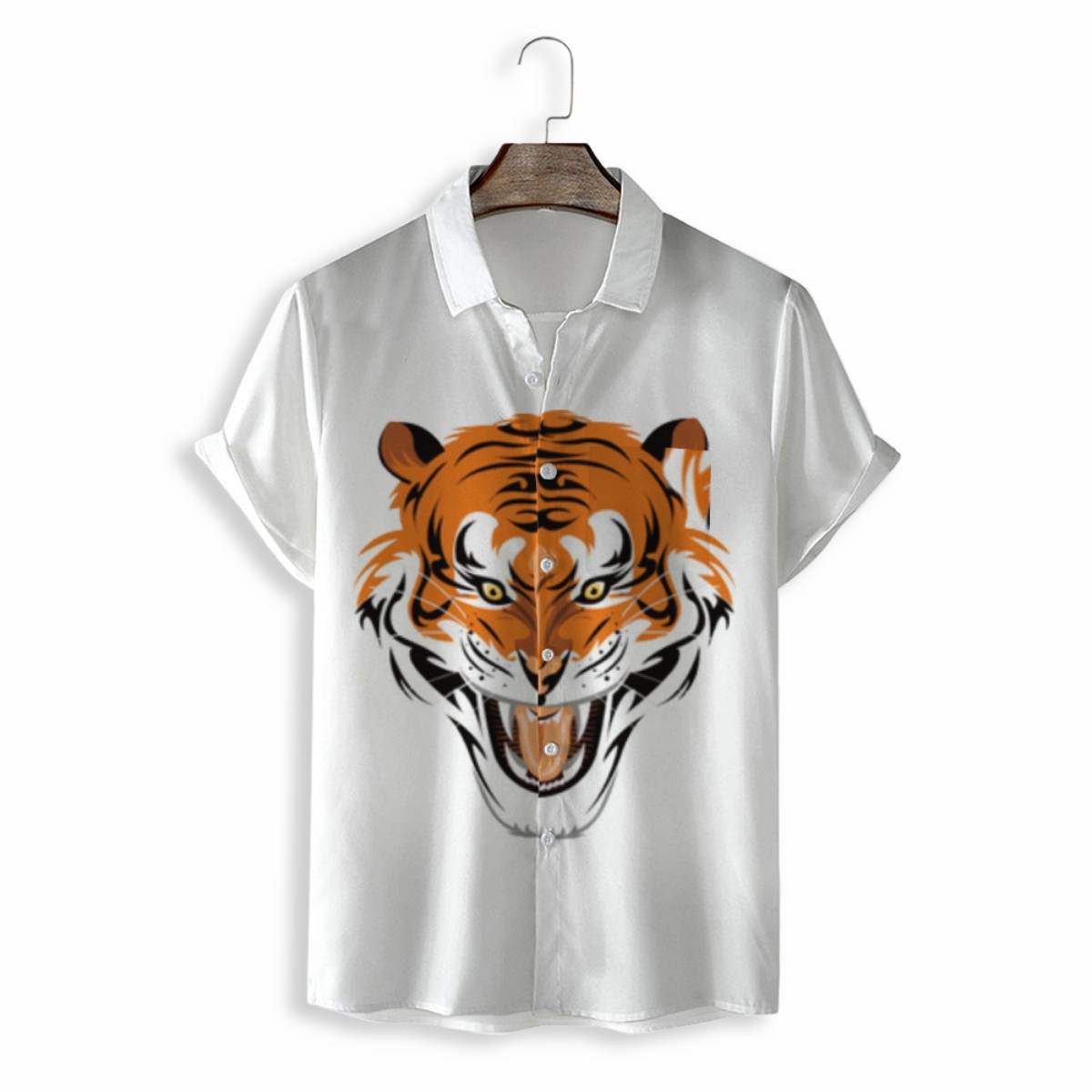 Men Shirts Casual Short Sleeve with Print