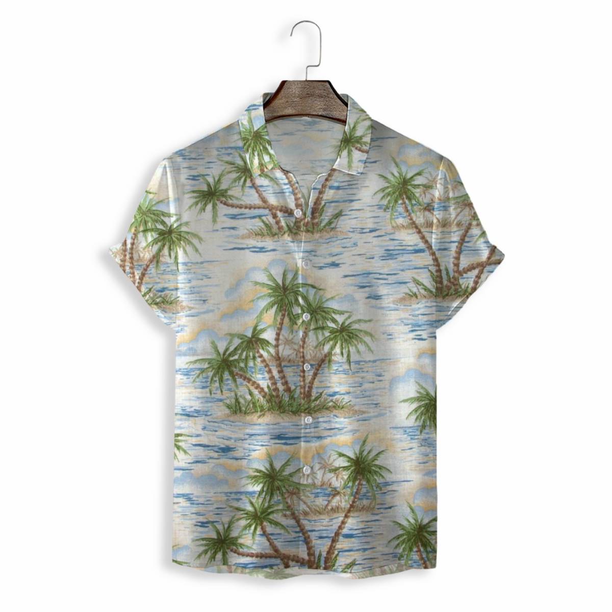 Men Shirts Casual Short Sleeve with Print