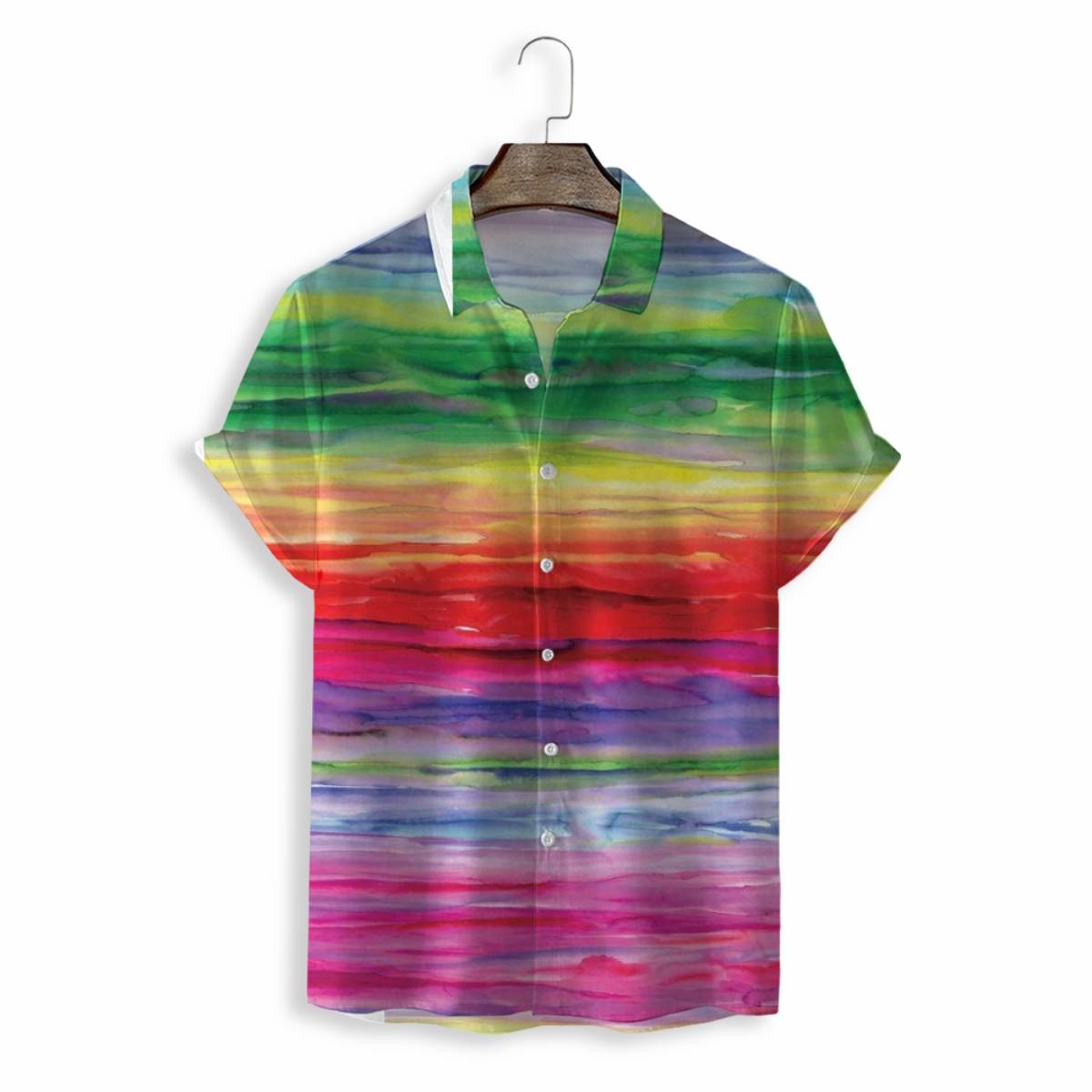 Men Shirts Casual Short Sleeve with Print