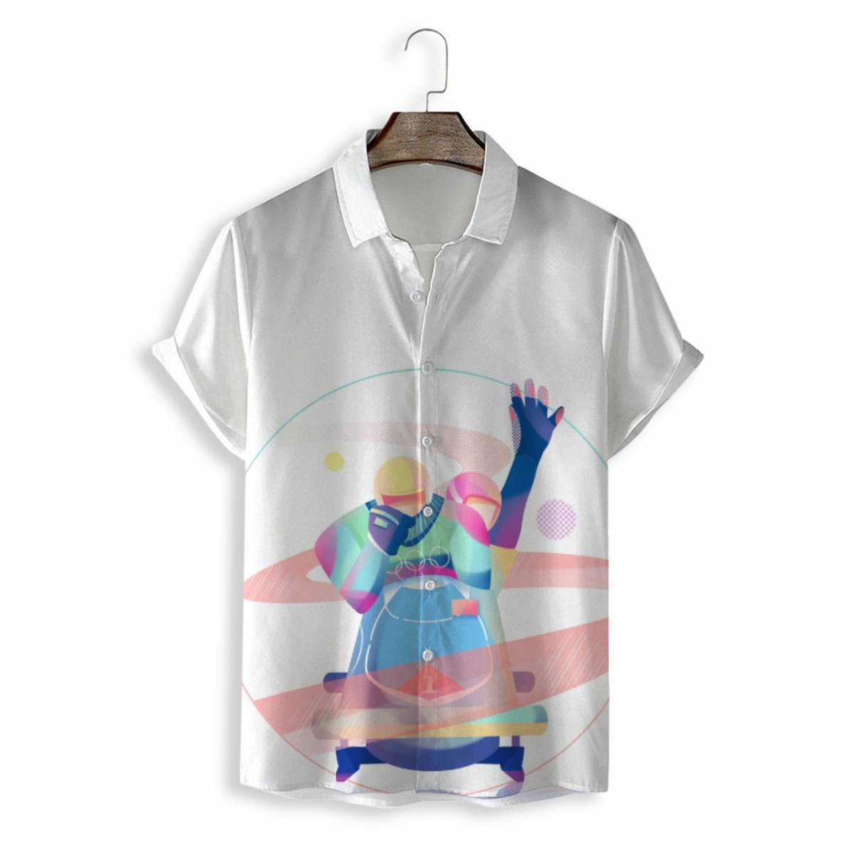 Men Shirts Casual Short Sleeve with Print