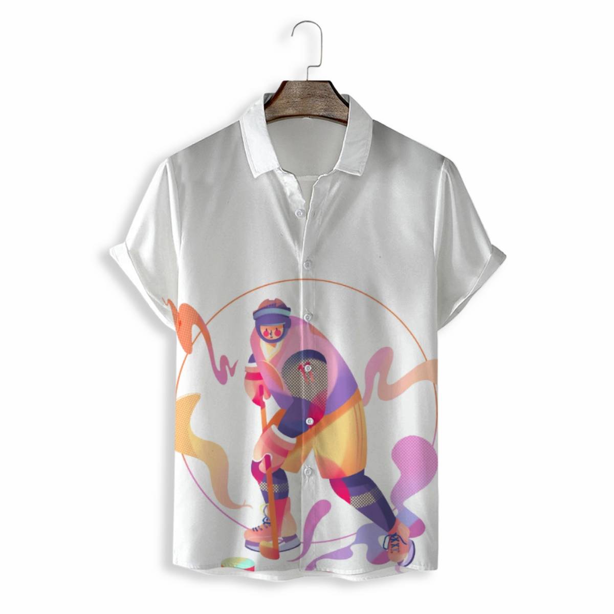 Men Shirts Casual Short Sleeve with Print