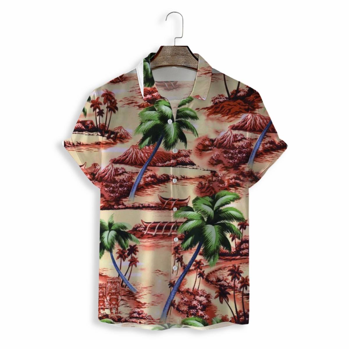 Men Shirts Casual Short Sleeve with Print