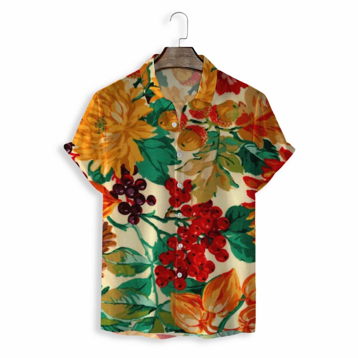 Men Shirts Casual Short Sleeve with Print