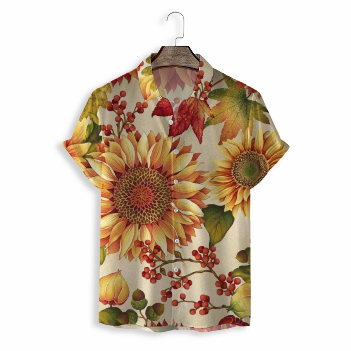 Men Shirts Casual Short Sleeve with Print