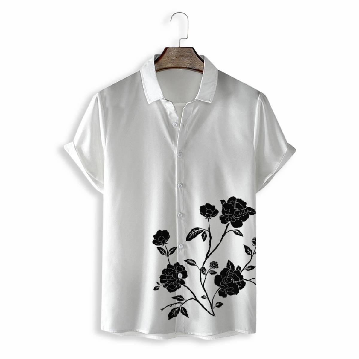 Men Shirts Casual Short Sleeve with Print