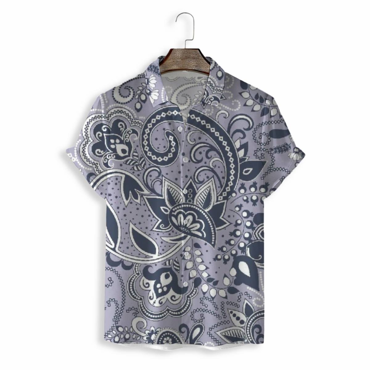 Men Shirts Casual Short Sleeve with Print