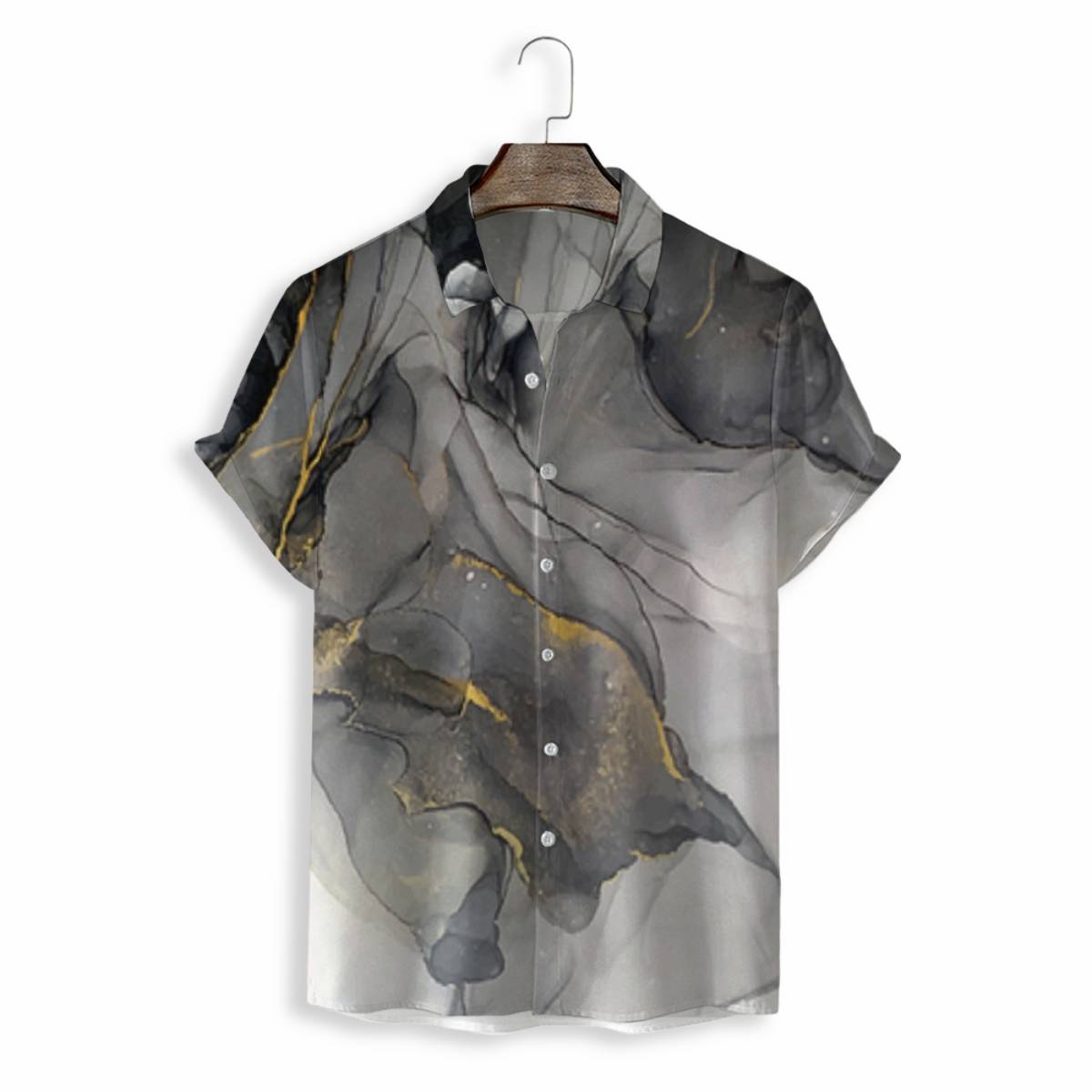 Men Shirts Casual Short Sleeve with Print