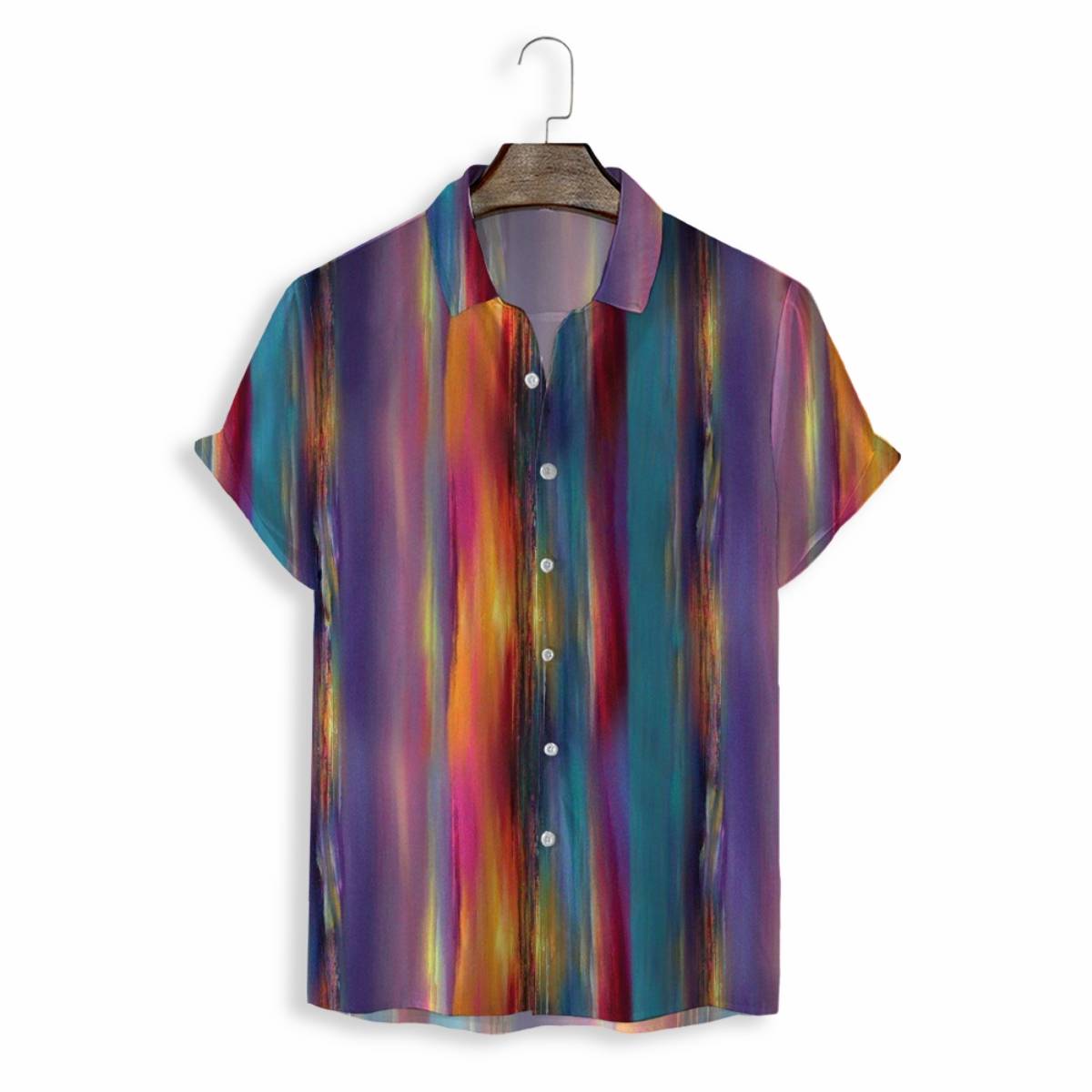 Men Shirts Casual Short Sleeve with Print