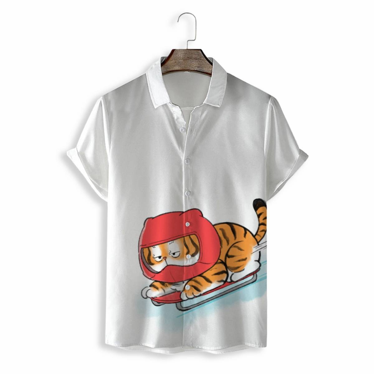 Men Shirts Casual Short Sleeve with Print