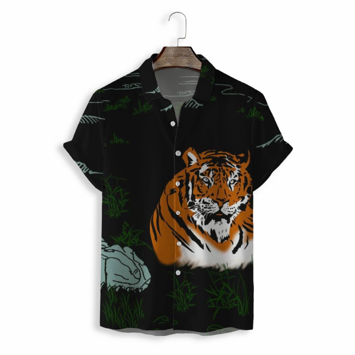 Men Shirts Casual Short Sleeve with Print