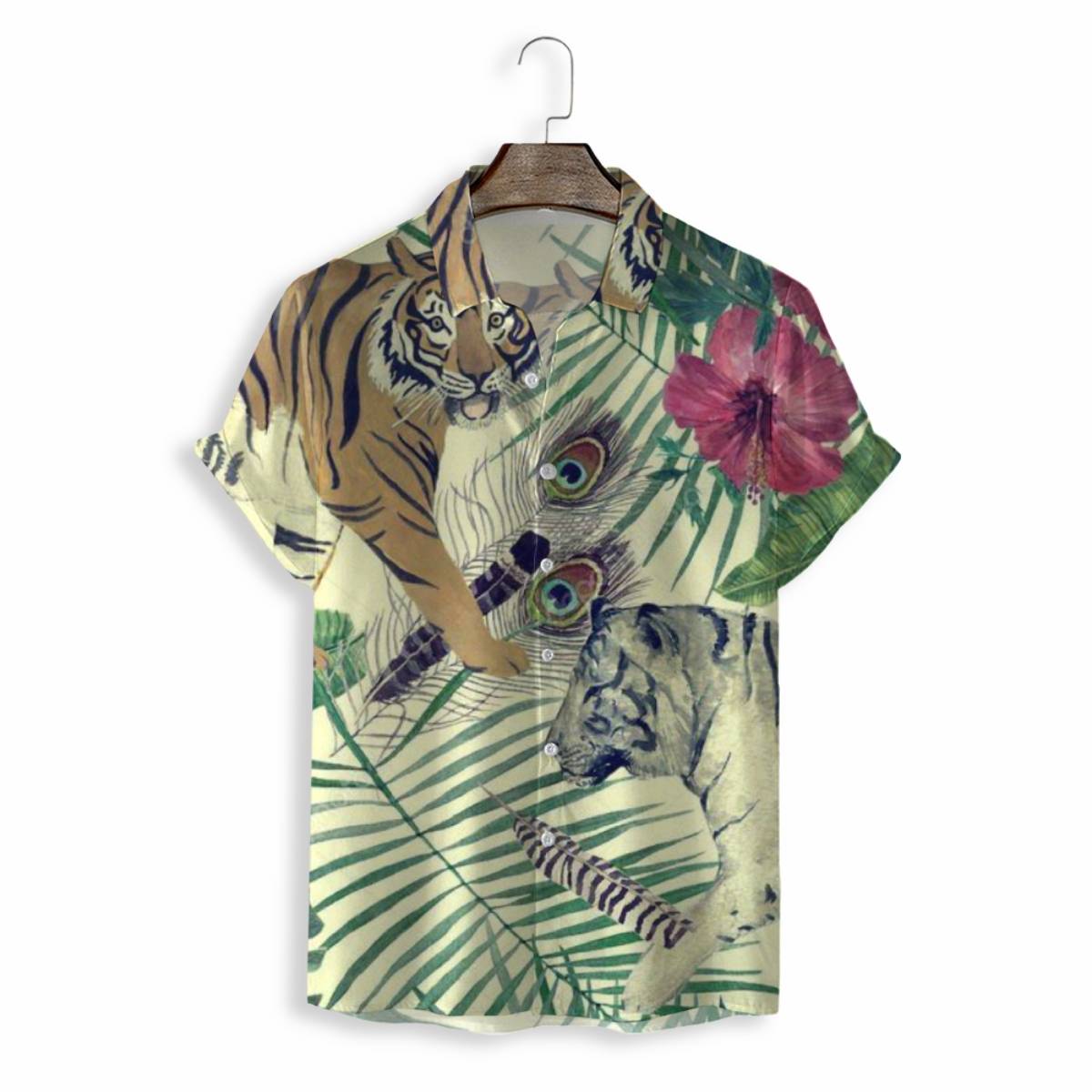 Men Shirts Casual Short Sleeve with Print