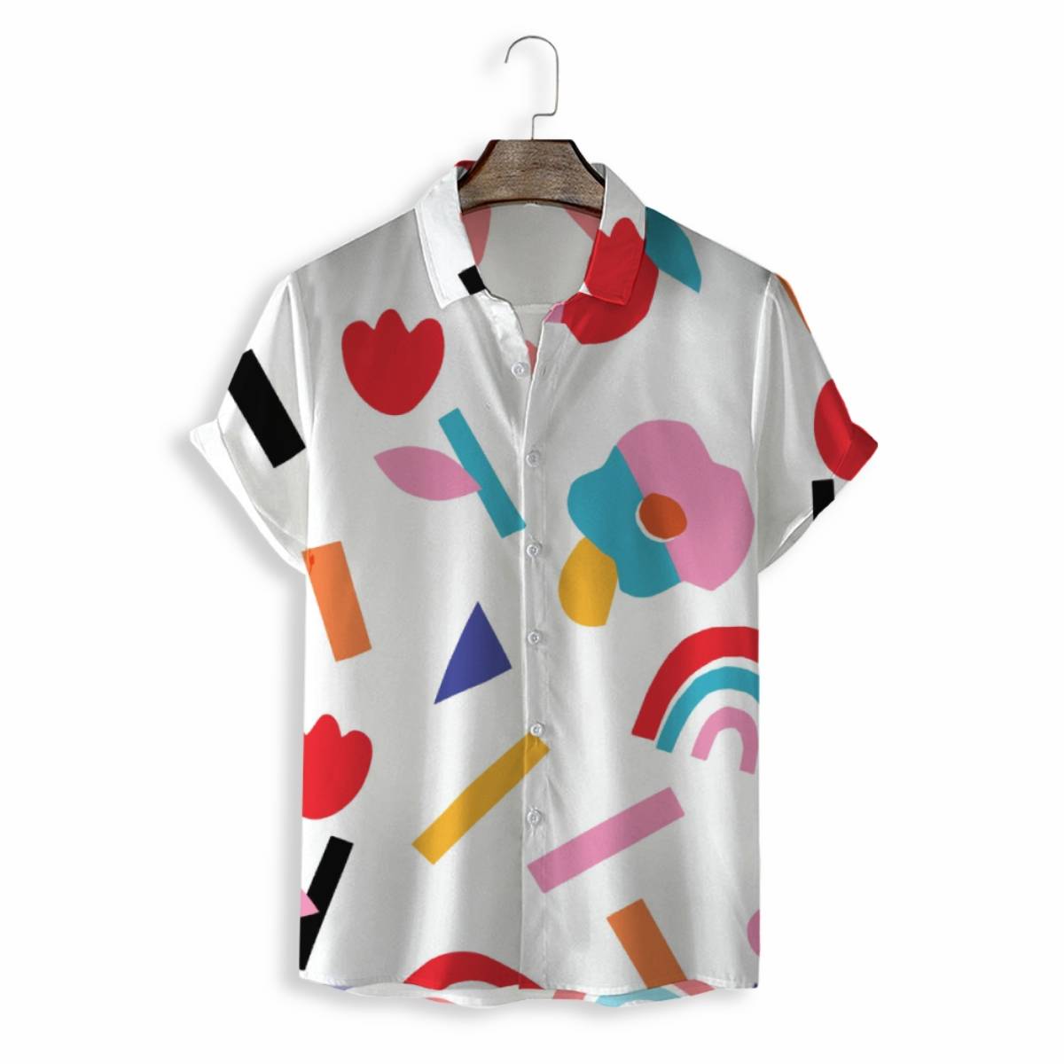 Men Shirts Casual Short Sleeve with Print