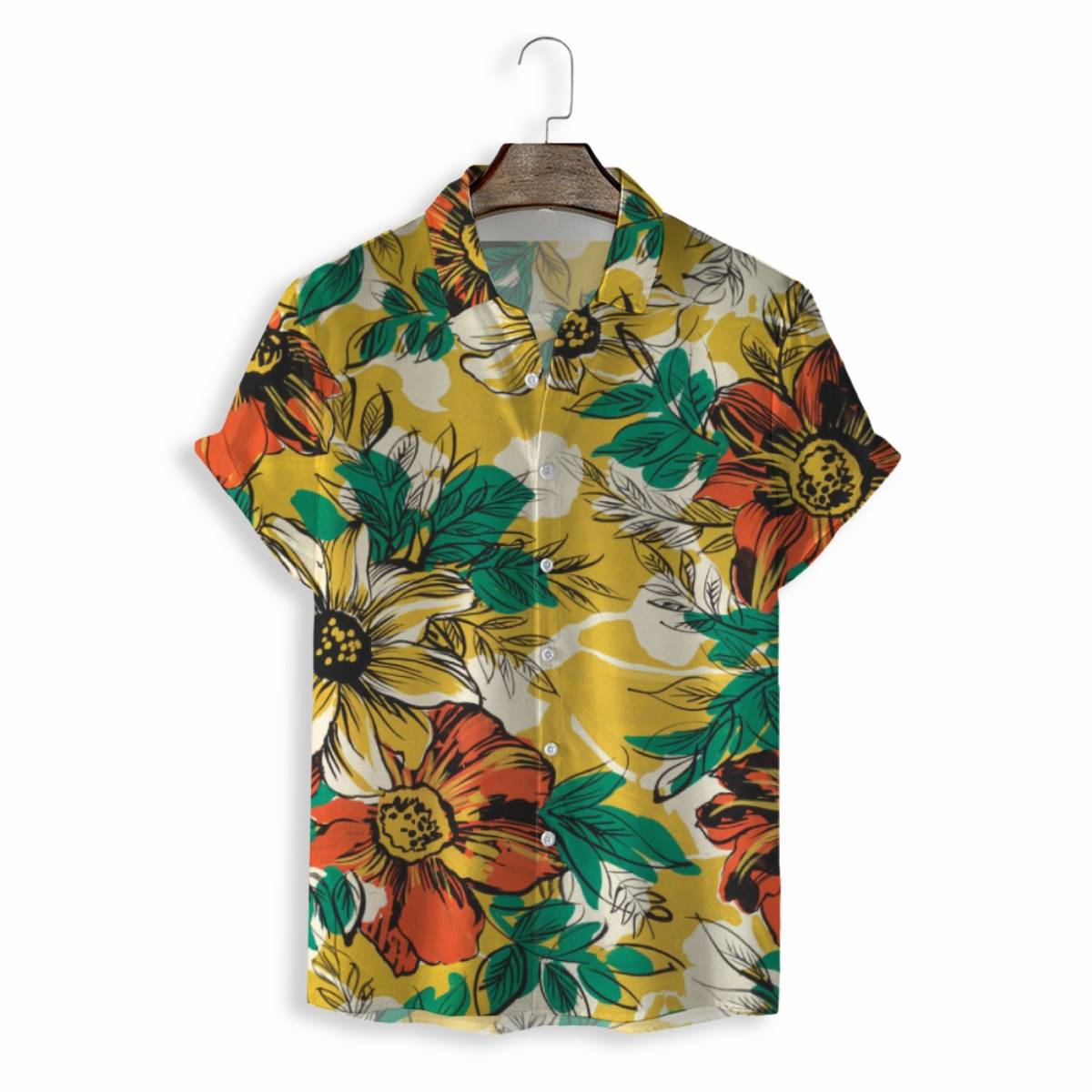 Men Shirts Casual Short Sleeve with Print