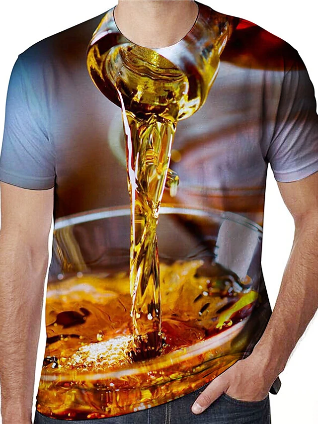 Men's Tee 3D Beer Print Graphic 3D TEE