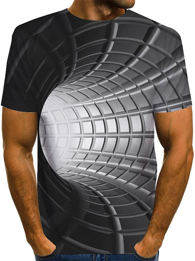 Men's Tee Optical Illusion Print Graphic 3D TEE