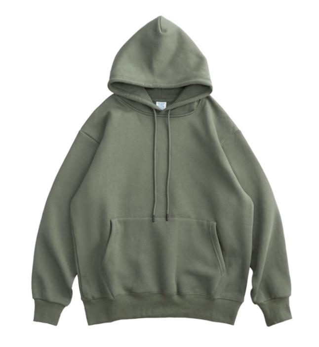 MEN All Season Overhead Regular Fit ROUND NECK Hoodie in Olive