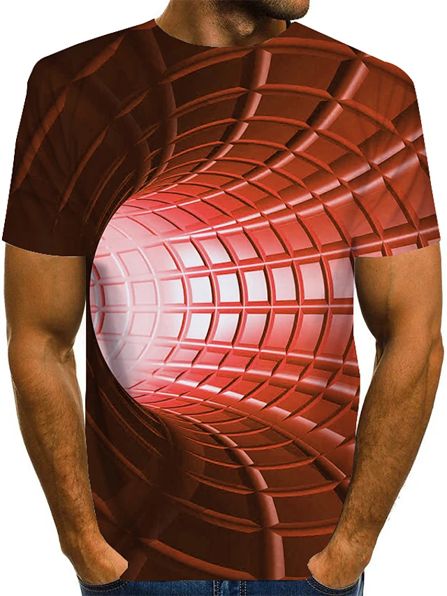 Men's Tee Optical Illusion Print Graphic 3D TEE