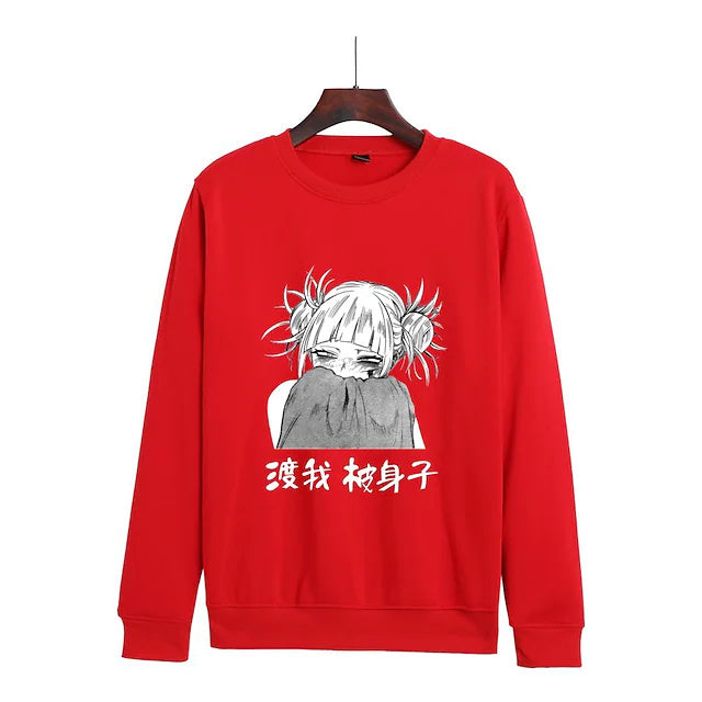 Graphic Printed Sweatshirt with Anime Characters