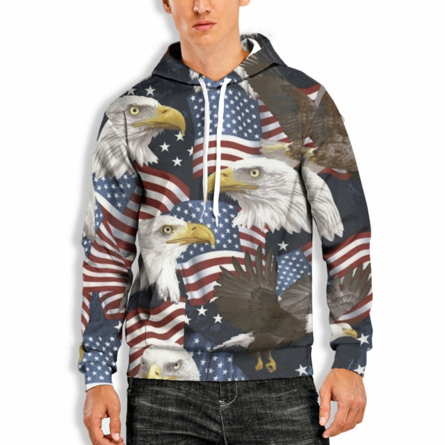 3D Print Hoodie with Eagle and Flag Print