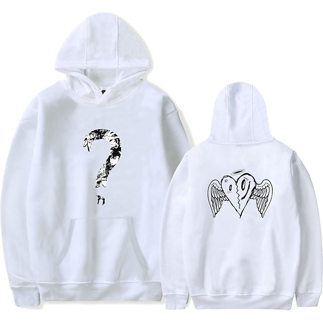 Graphic Printed Hoodies with Question-heart Pattern