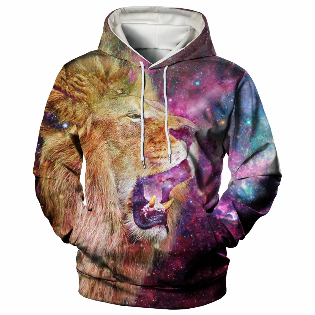 3D Print Hoodie with Colorful Lion Print