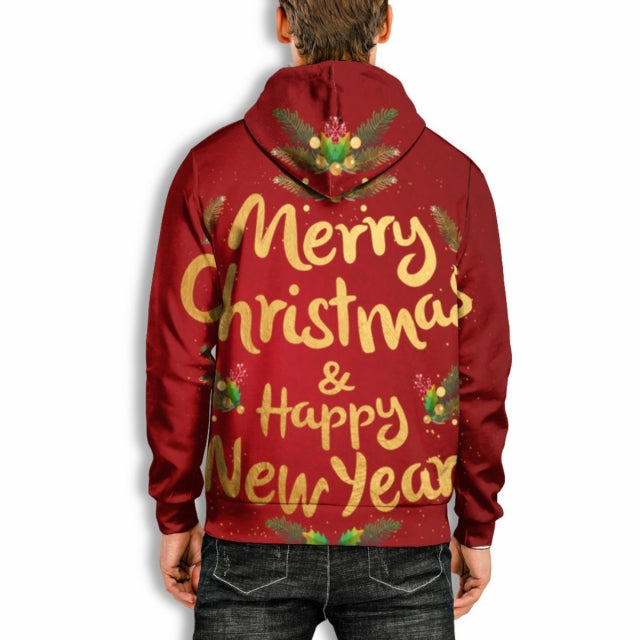 3D Print OVERHEAD Hoodie with Christmas Print