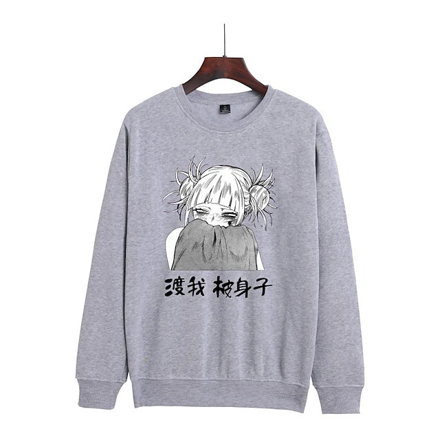 Graphic Printed Sweatshirt with Anime Characters