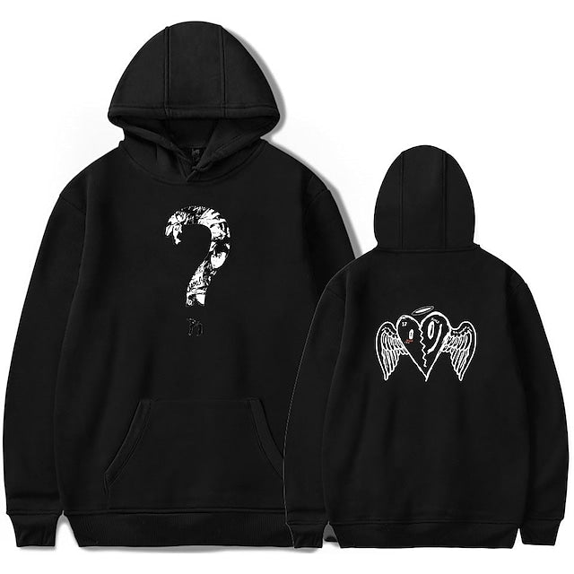 Graphic Printed Hoodies with Question-heart Pattern