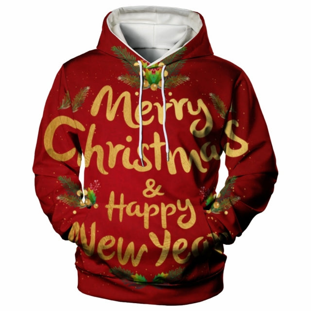 3D Print OVERHEAD Hoodie with Christmas Print