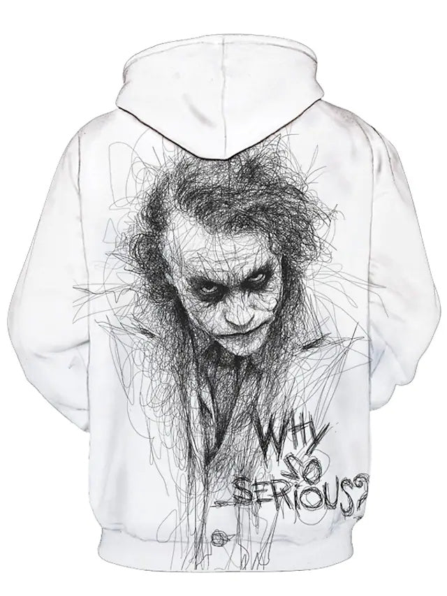 3D Print Hoodie with Clown line Print