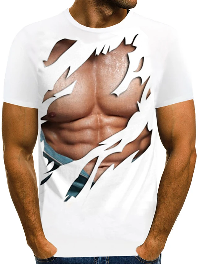 Men's Tee 3D Muscle Print Graphic 3D TEE